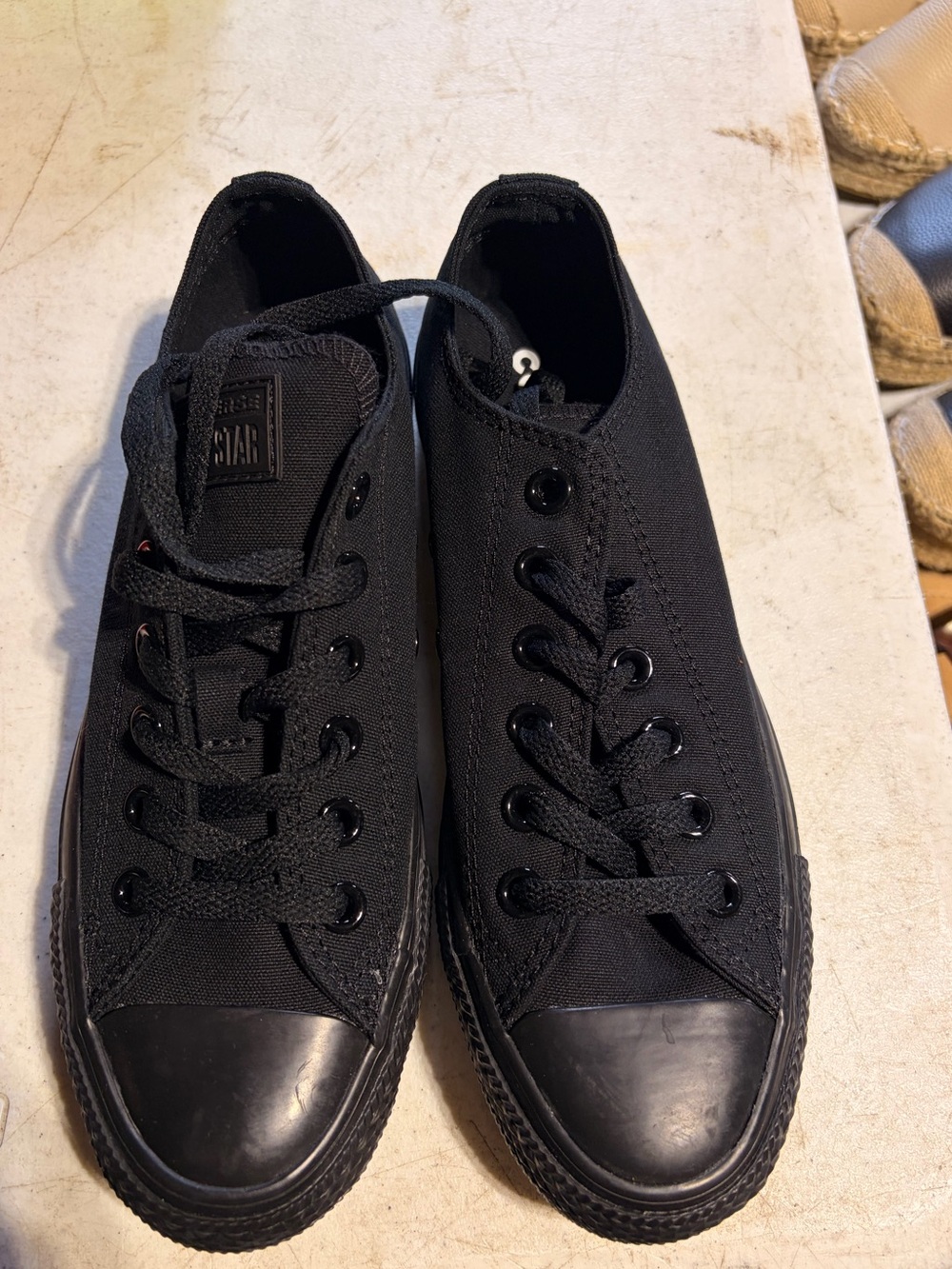 All-Black Low Top Canvas Sneakers - Men/Women